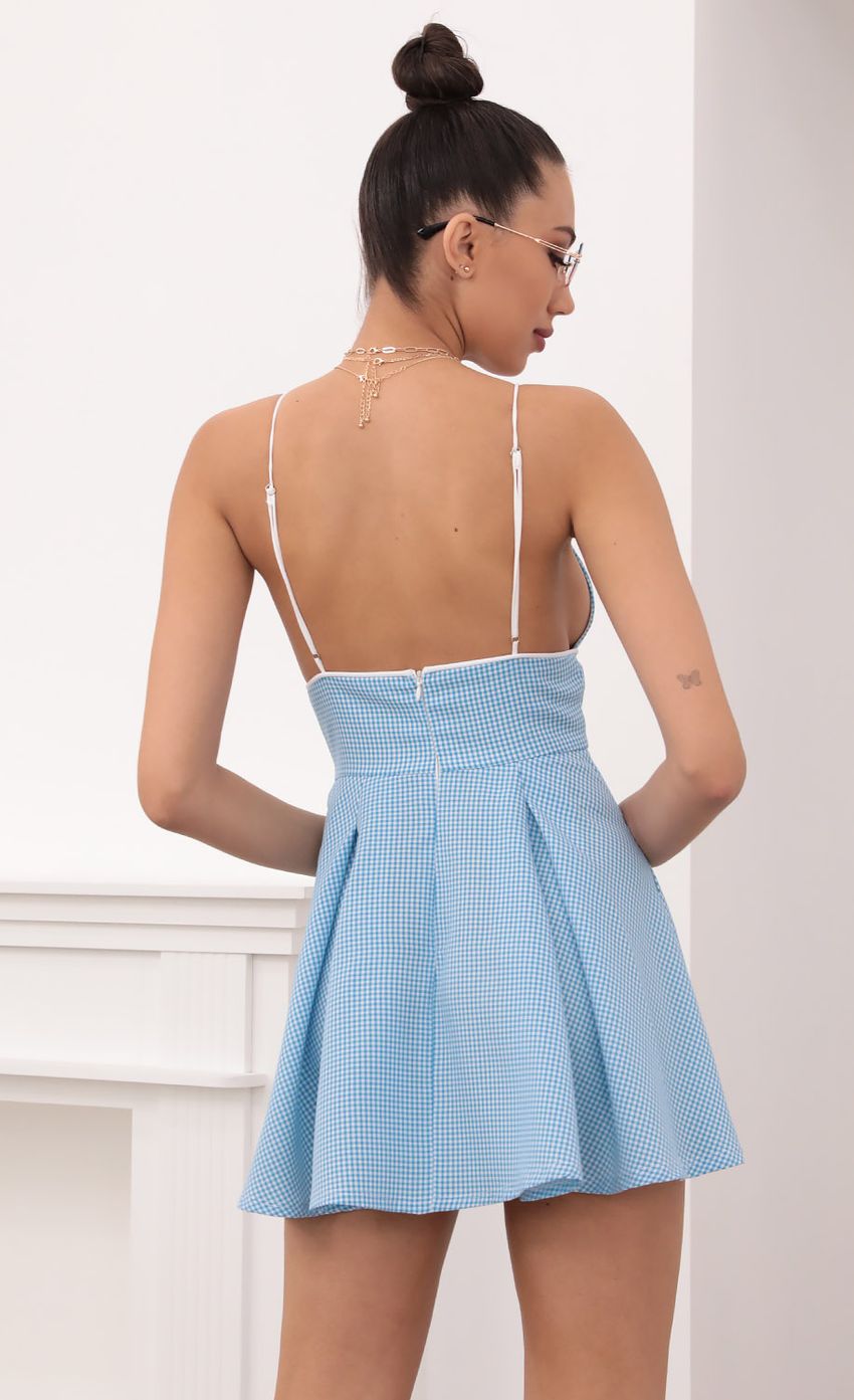 Picture Pleated Dress in Gingham Blue. Source: https://media-img.lucyinthesky.com/data/Mar21_2/850xAUTO/1V9A4110.JPG