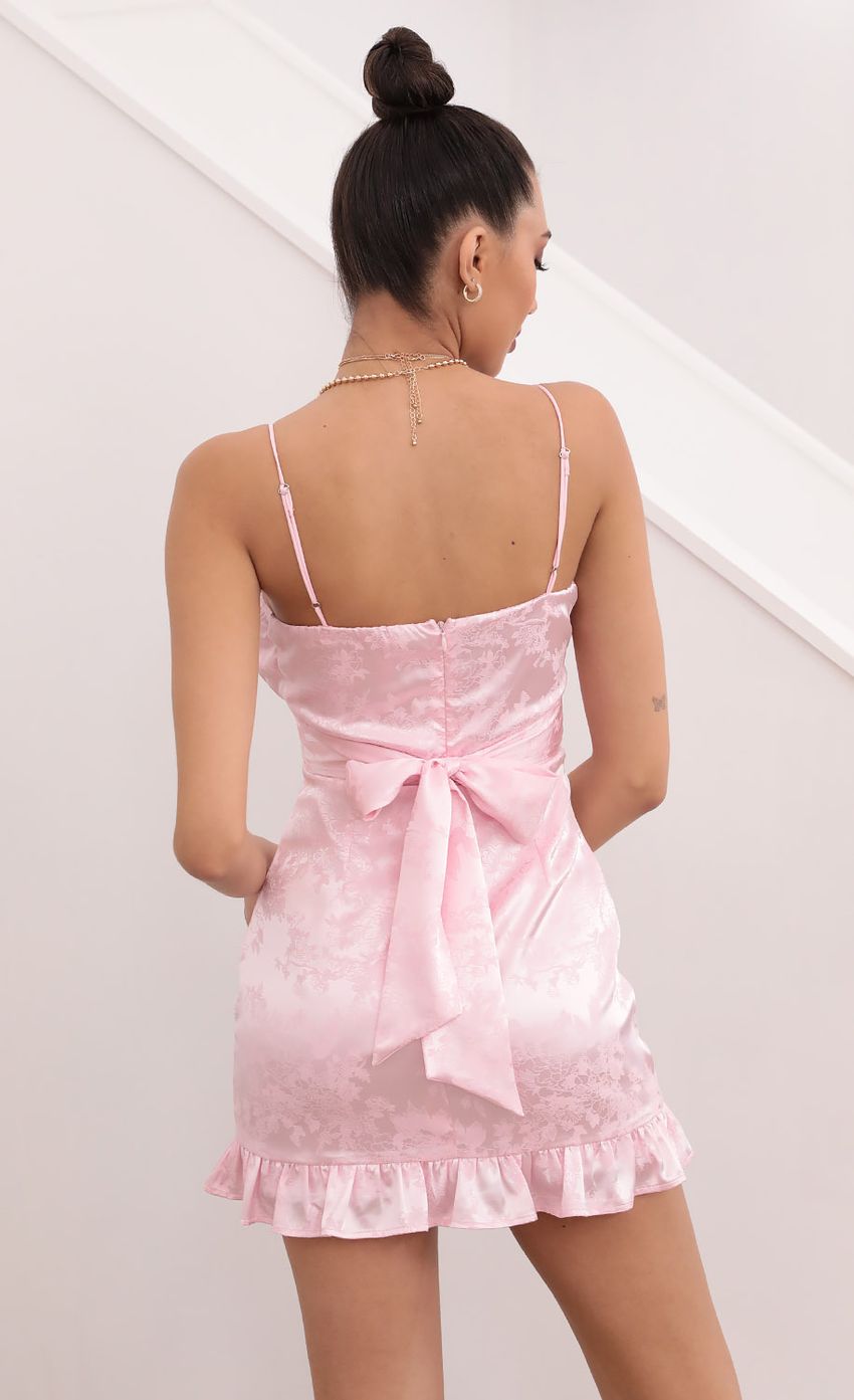 Picture Satin Floral Dress in Pink. Source: https://media-img.lucyinthesky.com/data/Mar21_2/850xAUTO/1V9A6668.JPG