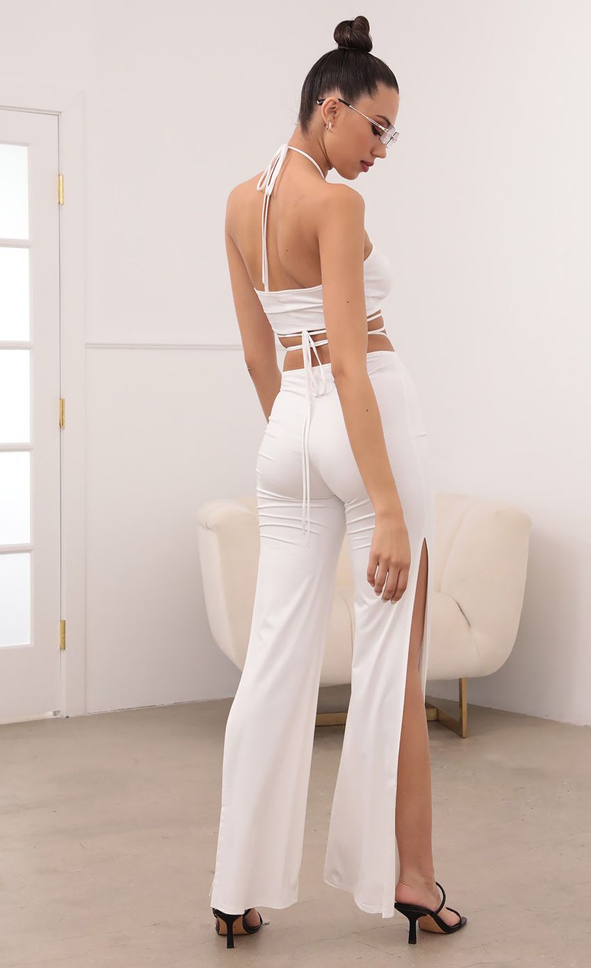 Picture Suede Pant Set in White. Source: https://media-img.lucyinthesky.com/data/Mar21_2/850xAUTO/1V9A6882.JPG