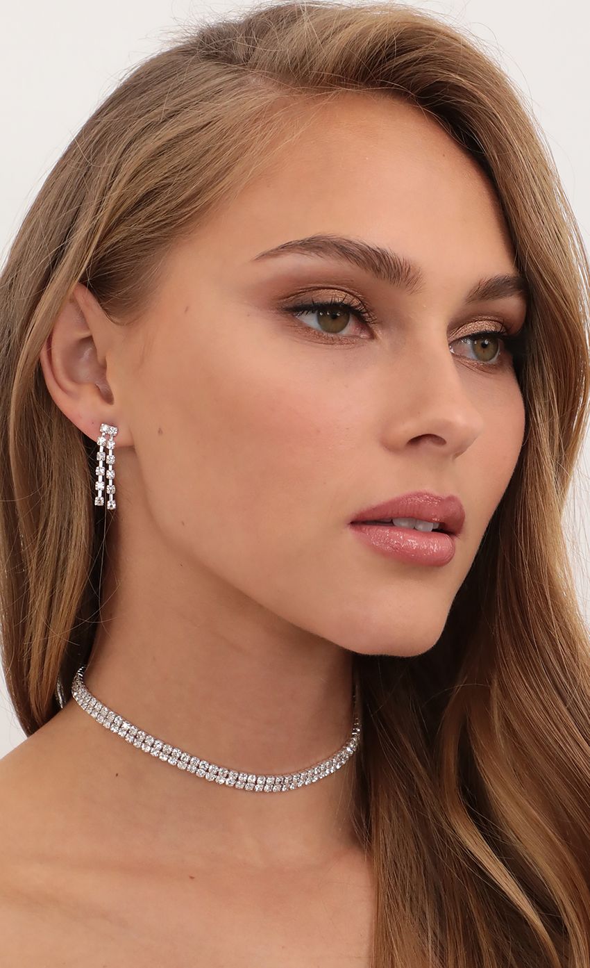 Picture Double Row Rhinestone Crystal Choker Set in Silver. Source: https://media-img.lucyinthesky.com/data/Mar21_2/850xAUTO/AT2A2682_COPY.JPG