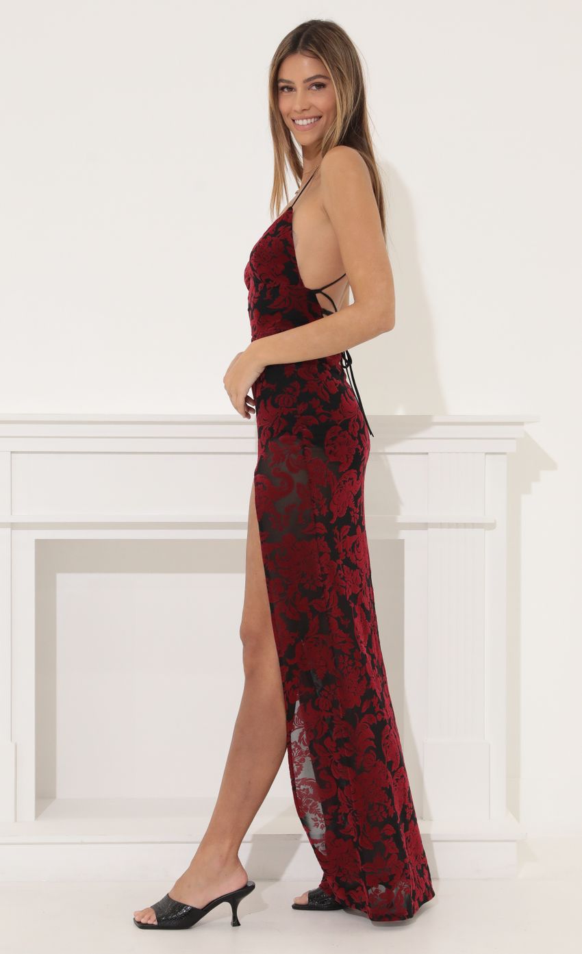 Picture Kimberly Maxi Dress in Velvet Red. Source: https://media-img.lucyinthesky.com/data/Mar22_1/850xAUTO/1V9A2331.JPG