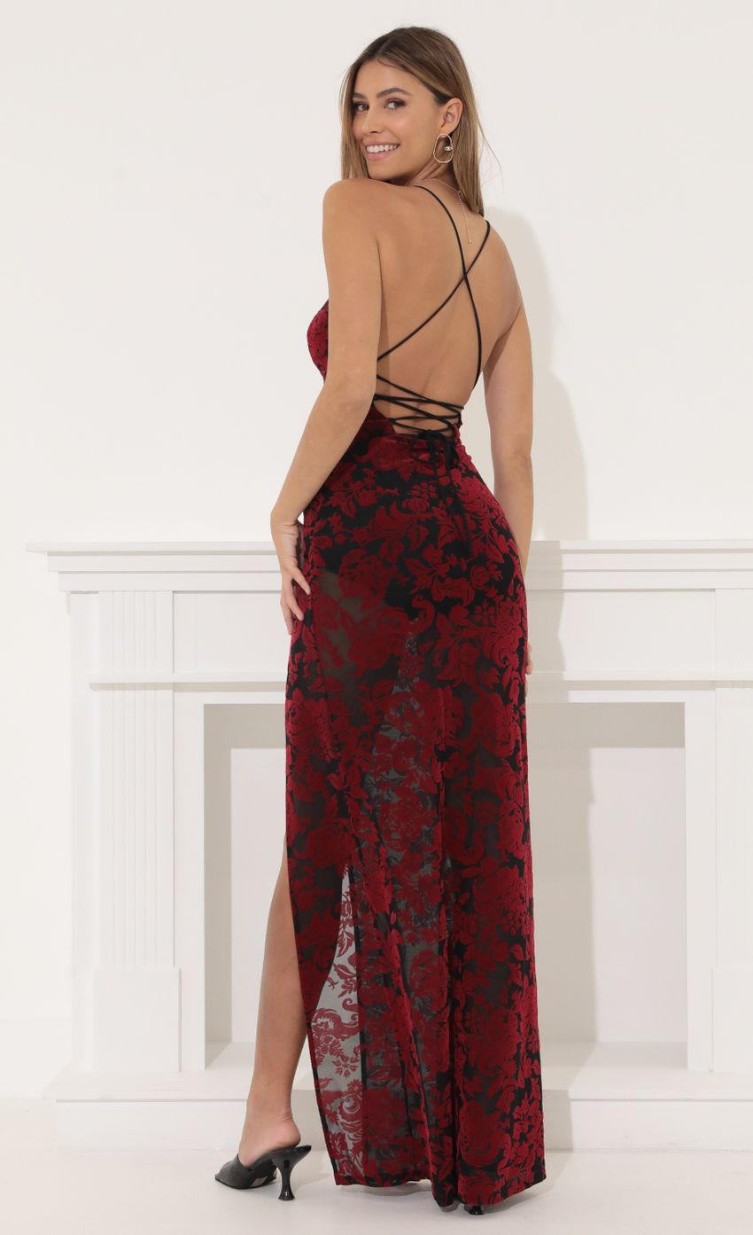 Picture Kimberly Maxi Dress in Velvet Red. Source: https://media-img.lucyinthesky.com/data/Mar22_1/850xAUTO/1V9A2457.JPG