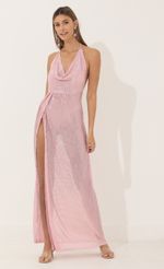 Picture Cowl Neck Maxi Dress in Pink Sequin. Source: https://media-img.lucyinthesky.com/data/Mar22_2/150xAUTO/1V9A3497.JPG