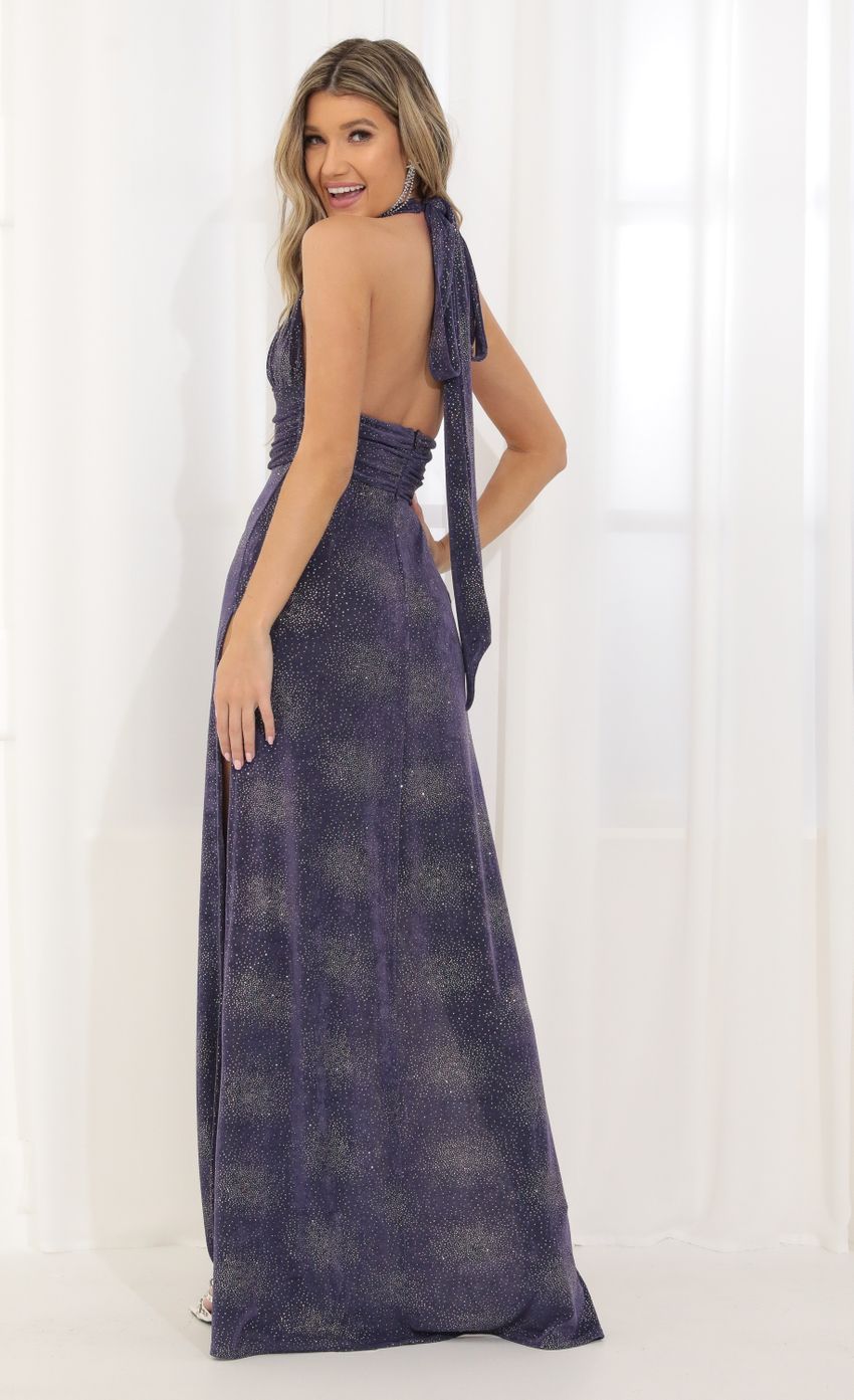 Picture Shimmer Maxi Dress in Purple. Source: https://media-img.lucyinthesky.com/data/Mar22_2/850xAUTO/1V9A3055.JPG