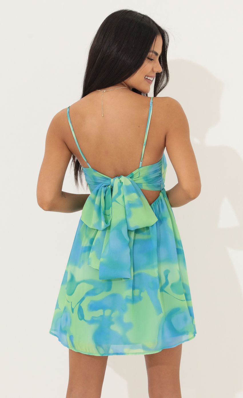 Picture Fit and Flare Dress in Blue Swirl. Source: https://media-img.lucyinthesky.com/data/Mar22_2/850xAUTO/1V9A4999.JPG