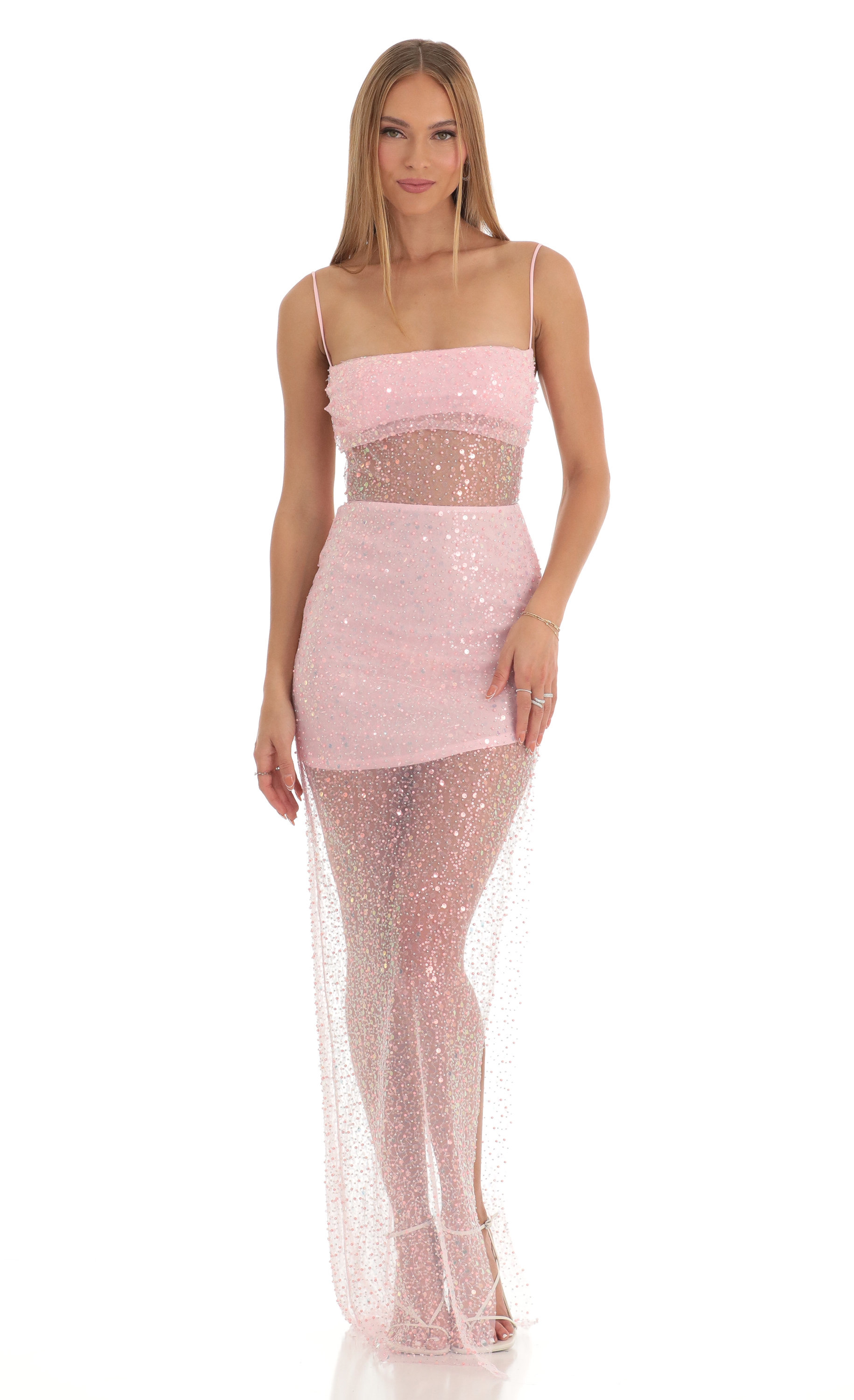 Sequin Maxi Dress in Pink