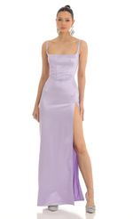 Picture Satin Rhinestone Maxi Dress in Lilac. Source: https://media-img.lucyinthesky.com/data/Mar23/150xAUTO/6eb5e8a4-cc98-4a47-9808-08468fc6cd55.jpg