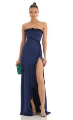 Picture Strapless Satin Maxi Dress in Blue. Source: https://media-img.lucyinthesky.com/data/Mar23/150xAUTO/bf711ac4-62fe-4cd0-8dde-9181c7a6275e.jpg