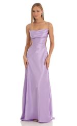 Picture Satin Rhinestone Maxi Dress in Purple. Source: https://media-img.lucyinthesky.com/data/Mar23/150xAUTO/dd5273cc-9341-43b4-90c0-e21811fb681b.jpg