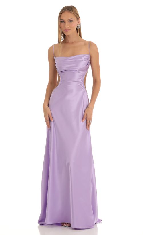 Sequin Cutout Maxi Dress in Purple | LUCY IN THE SKY