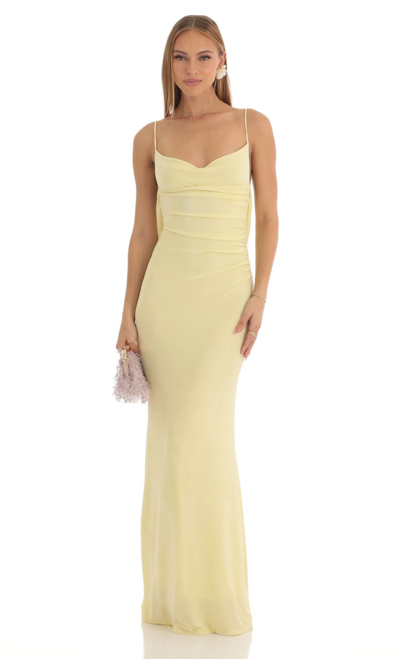 Mira Lace Open Back Maxi Dress in Yellow