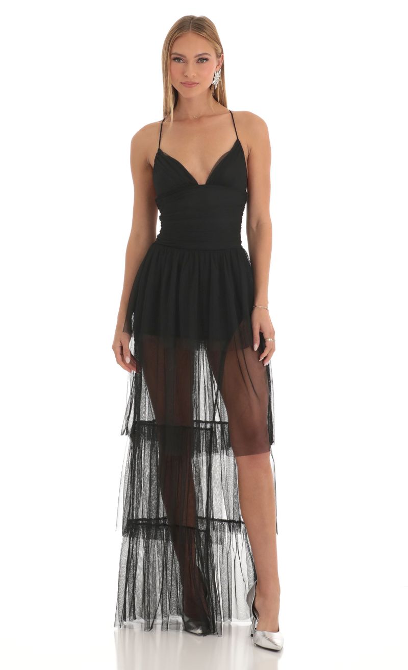 knee length dresses for ladies Black Flowy A Line Sweetheart Neck Wedding Gown Soft Tulle Halloween Wedding Dress AWD2012 main image 1