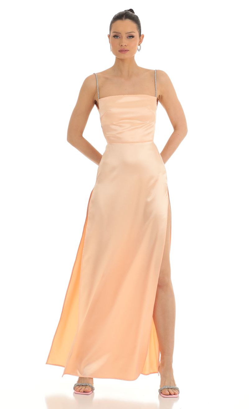 knee length dresses for ladies Farida Peach Lace Maxi Dress - US 18 main image 1