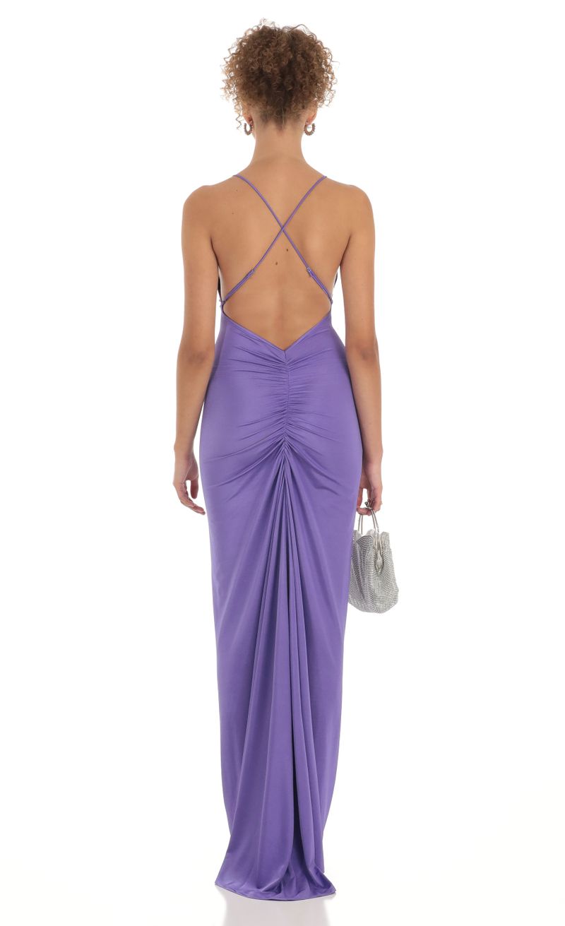 Gathered Cross Back Maxi Dress in Purple | LUCY IN THE SKY Gathered Cross Back Maxi Dress in Purple | LUCY IN THE SKY