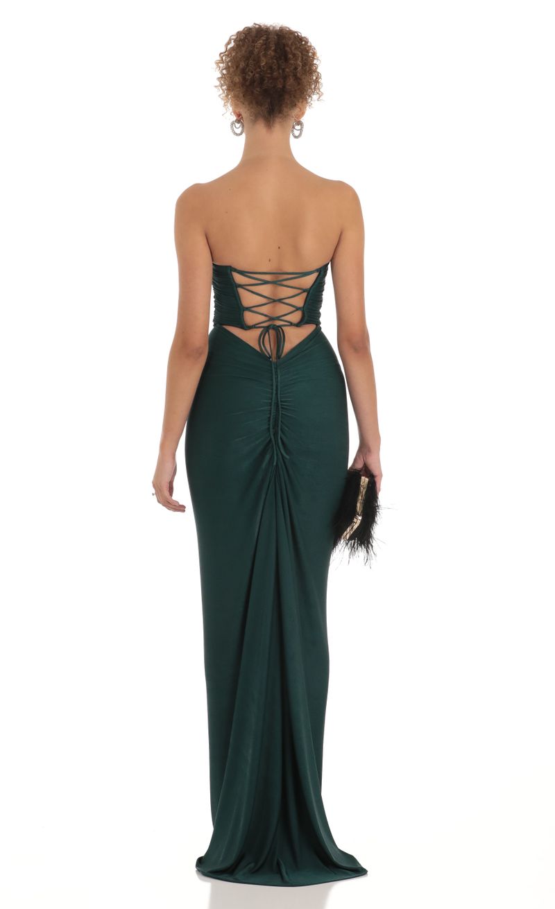 Macey Corset Strapless Dress in Green | LUCY IN THE SKY
