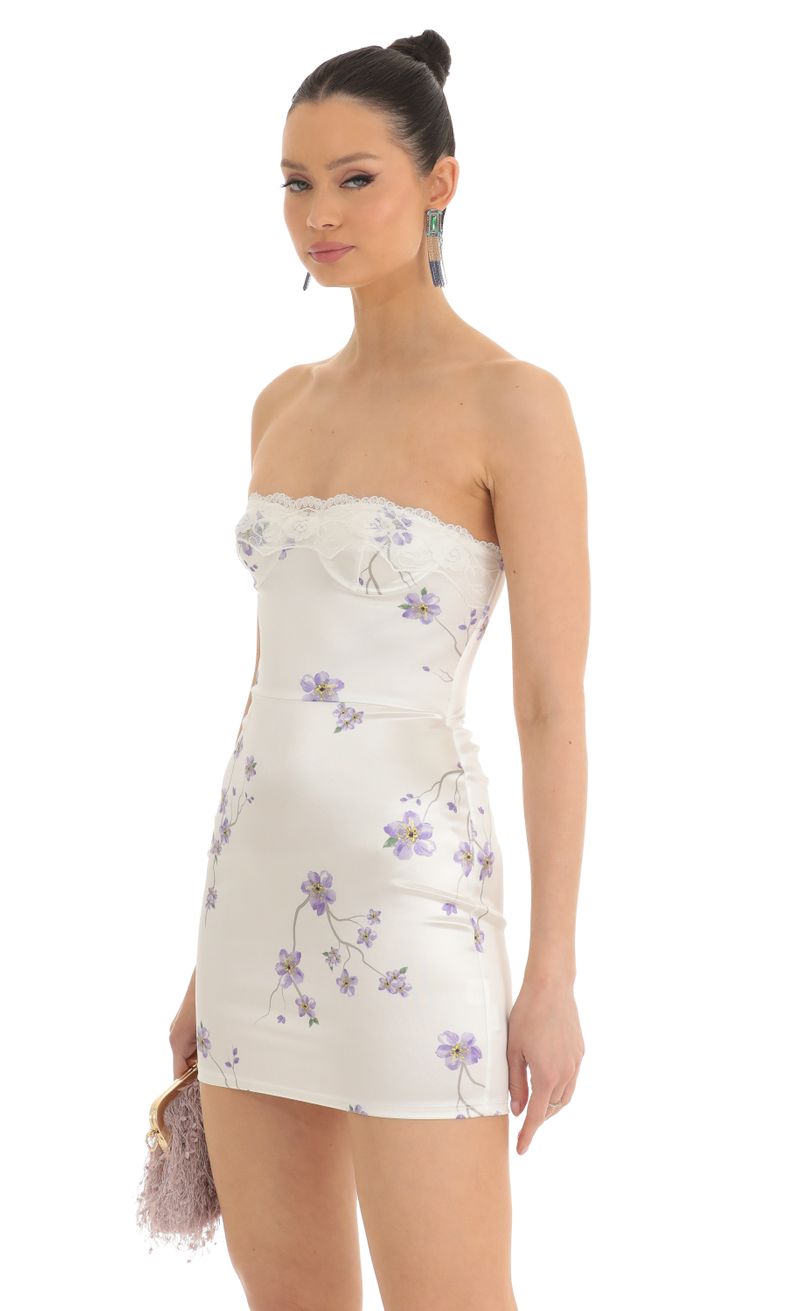 Elio Strapless Flower Lace Up Dress