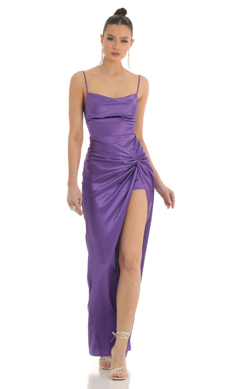 purple long flowy dress Kenzie Purple Lace Cutout Maxi Dress main image 1