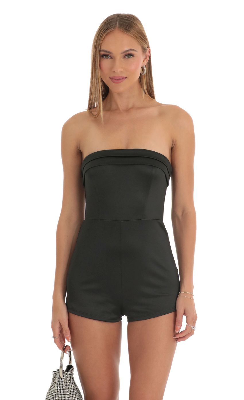 Picture Satin Strapless Romper in Black. Source: https://media-img.lucyinthesky.com/data/Mar23/850xAUTO/01731cbf-c741-45a6-bbbb-6c8e9898a0f9.jpg
