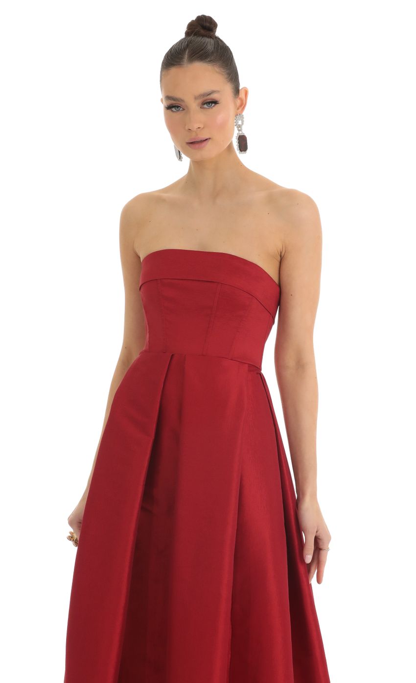 Picture Kerran Strapless Corset Maxi Dress in Red. Source: https://media-img.lucyinthesky.com/data/Mar23/850xAUTO/0a04de9f-b572-4ae8-85e0-17bb97dc8272.jpg