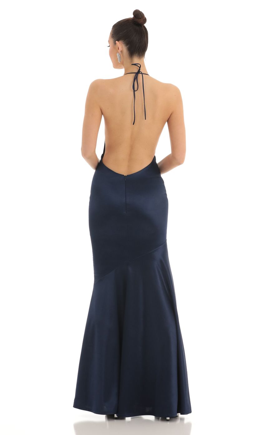 Picture Satin Open Back Maxi Dress in Navy. Source: https://media-img.lucyinthesky.com/data/Mar23/850xAUTO/0bac8ccf-f5fe-4acd-8e57-593c017b903a.jpg