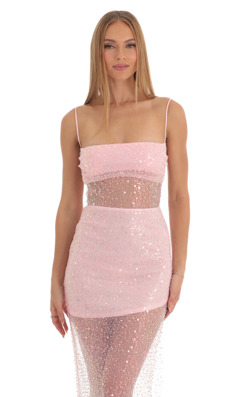 Picture Sequin Maxi Dress in Pink. Source: https://media-img.lucyinthesky.com/data/Mar23/850xAUTO/11713350-3d23-4da2-b6a4-0c15f13a766d.jpg