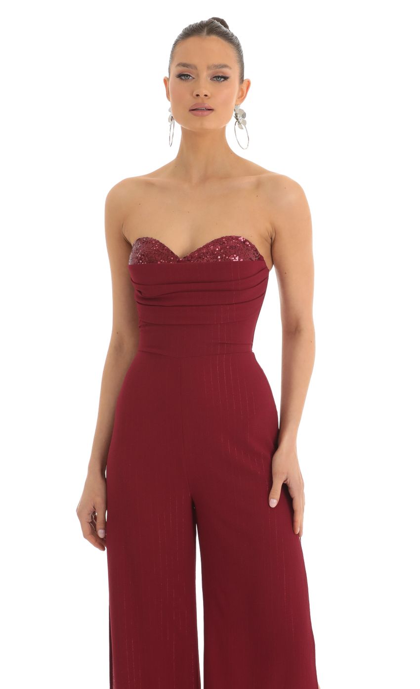Picture Sequin Bust Crepe Jumpsuit in Red. Source: https://media-img.lucyinthesky.com/data/Mar23/850xAUTO/11f8dbb0-96c0-4f66-8731-bfdcfe61dd9a.jpg