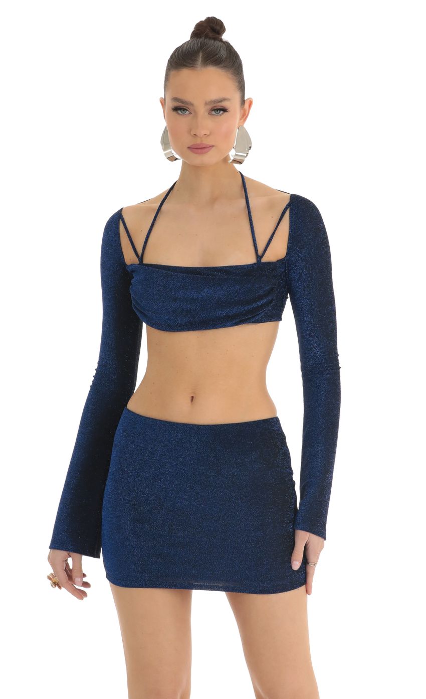 Picture Blue Metallic Two Piece Skirt Set in Black. Source: https://media-img.lucyinthesky.com/data/Mar23/850xAUTO/1543d9f4-31ee-4243-b7ef-8f94cad285bf.jpg