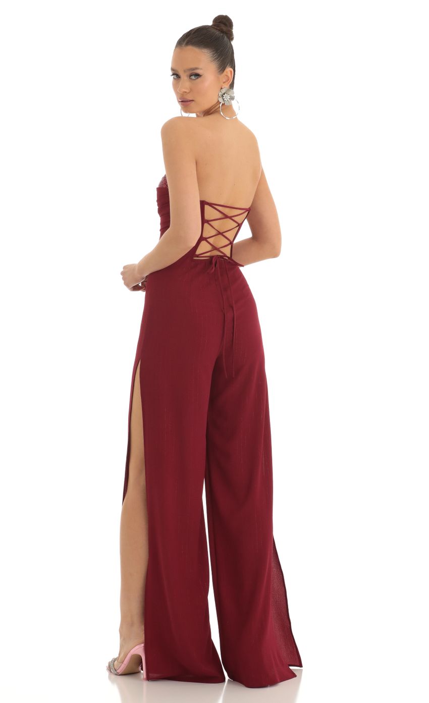 Picture Sequin Bust Crepe Jumpsuit in Red. Source: https://media-img.lucyinthesky.com/data/Mar23/850xAUTO/29ae309b-d627-445d-b002-06055d067a90.jpg