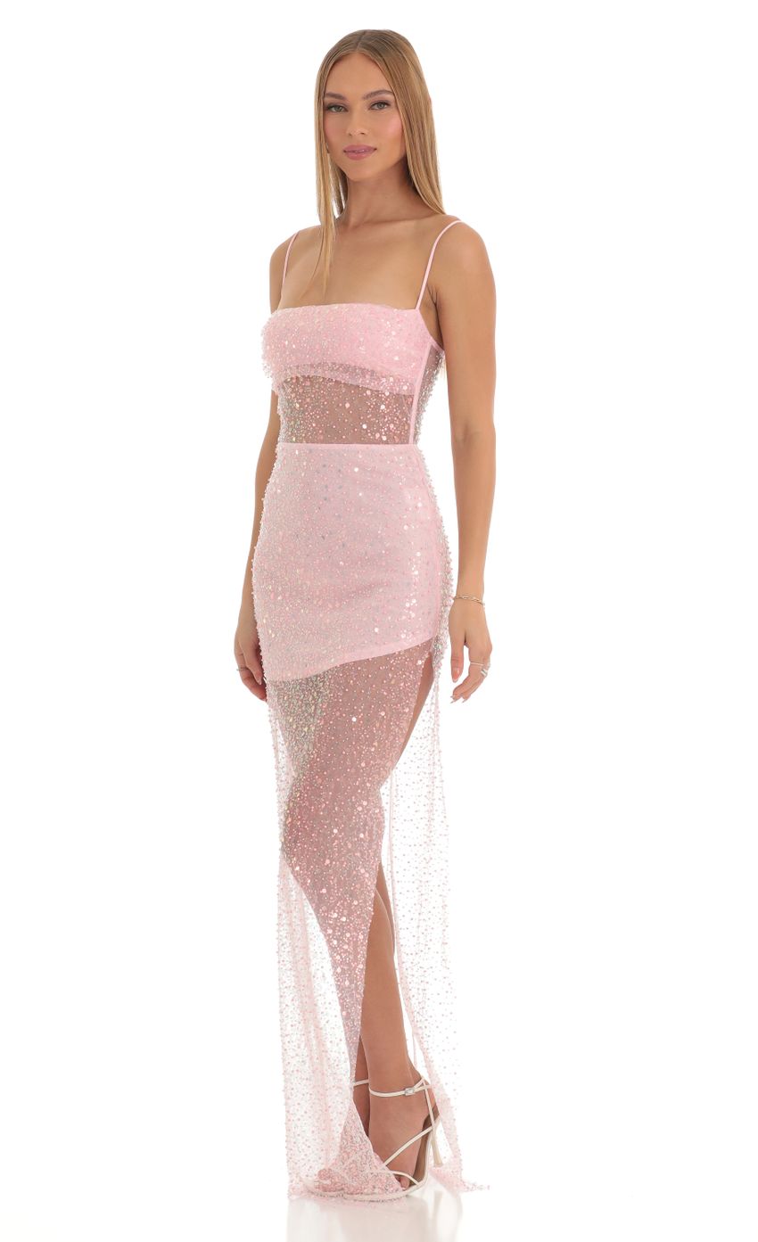 Picture Sequin Maxi Dress in Pink. Source: https://media-img.lucyinthesky.com/data/Mar23/850xAUTO/31b404d1-49a0-4f1d-af79-c3651573b37e.jpg