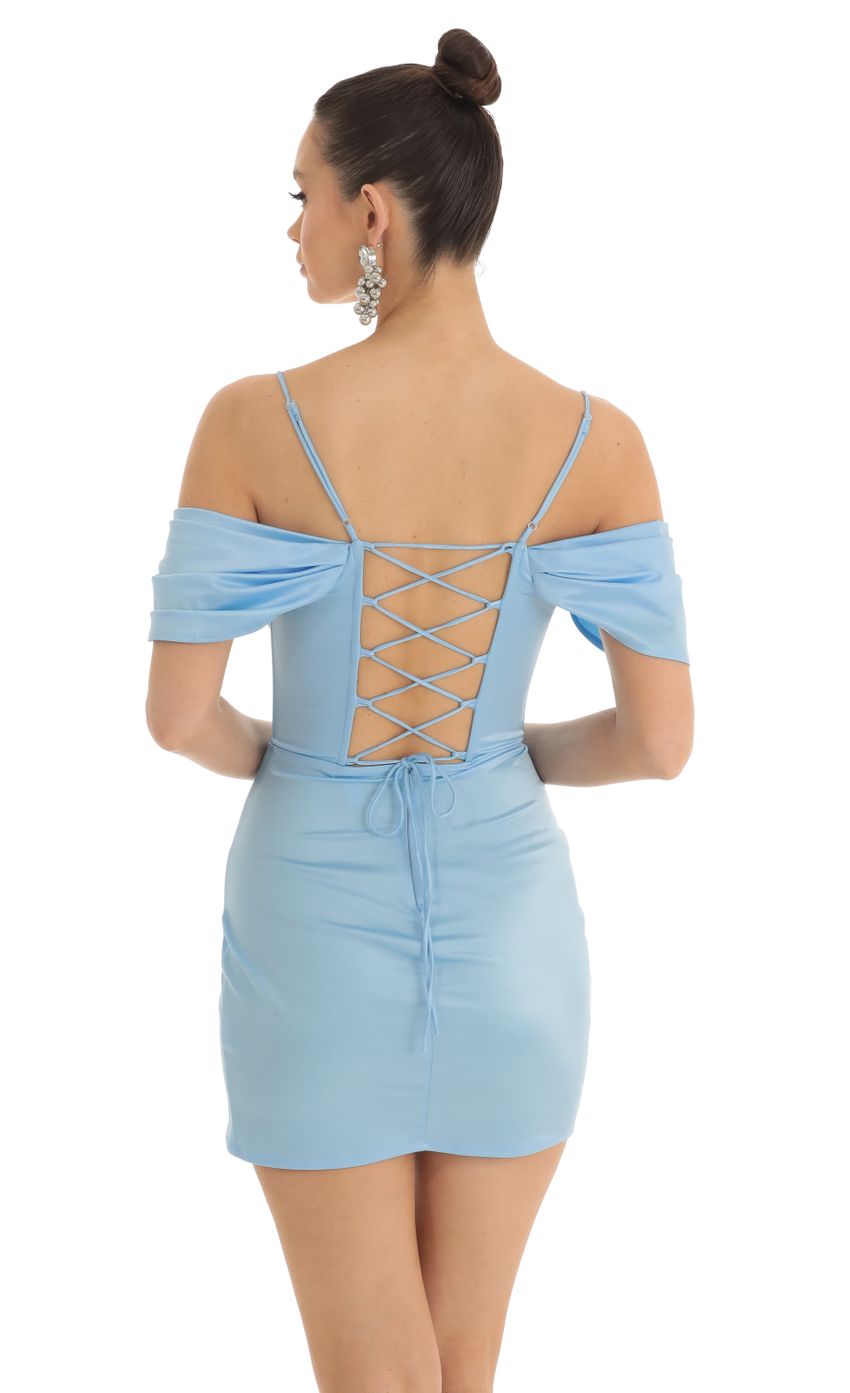 Picture Satin Off The Shoulder Dress in Blue. Source: https://media-img.lucyinthesky.com/data/Mar23/850xAUTO/4bf938ca-d418-4036-b8f3-5183801f853d.jpg