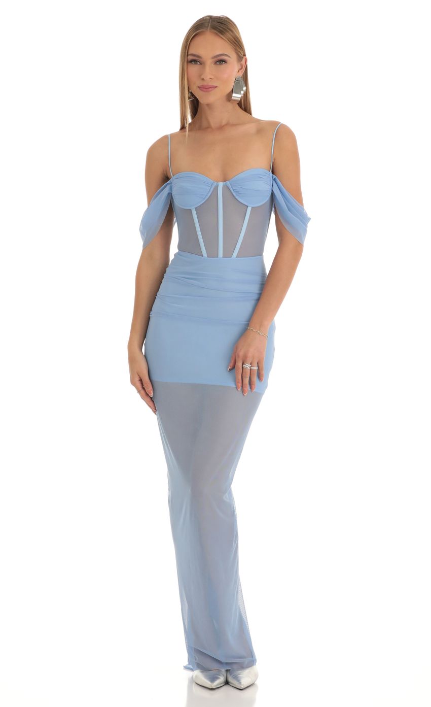 Picture Mesh Corset Maxi Dress in Blue. Source: https://media-img.lucyinthesky.com/data/Mar23/850xAUTO/6fada69f-1008-4c4f-9445-748c8d75d476.jpg