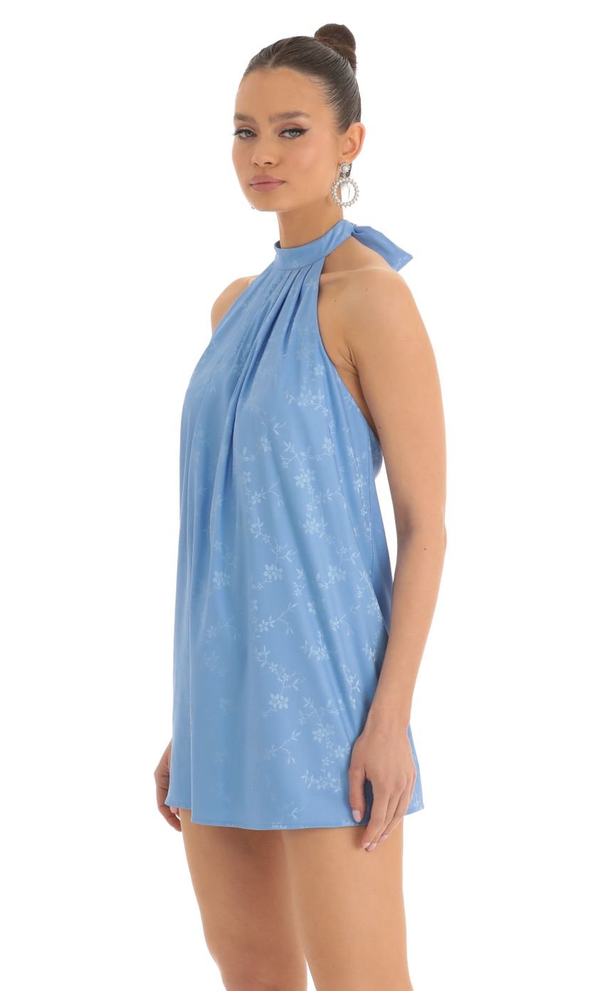 Picture Floral Satin Halter Dress in Blue. Source: https://media-img.lucyinthesky.com/data/Mar23/850xAUTO/738d482d-71eb-4484-918c-5db70f1f22a5.jpg
