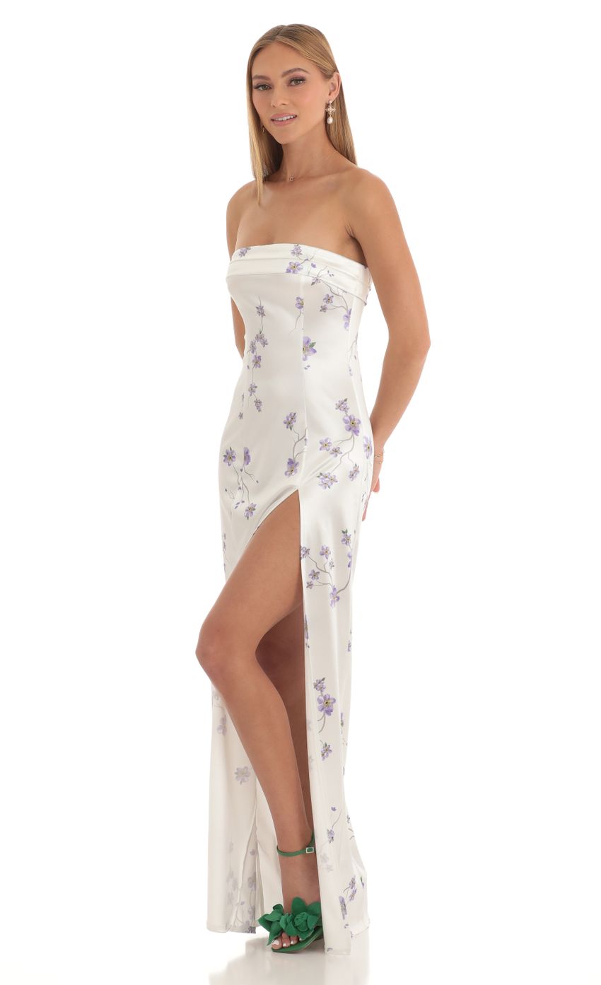 Picture Satin Floral Maxi Dress in White. Source: https://media-img.lucyinthesky.com/data/Mar23/850xAUTO/7d8ea4b5-5a09-485d-ba74-9852a47c44c3.jpg