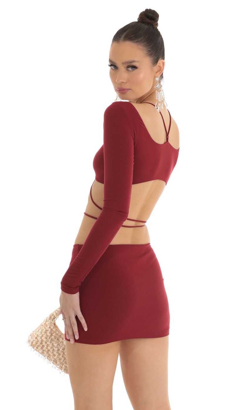 Picture Cutout Two Piece Skirt Set in Red. Source: https://media-img.lucyinthesky.com/data/Mar23/850xAUTO/99d31514-94c6-4e47-89cc-62be015a6a70.jpg