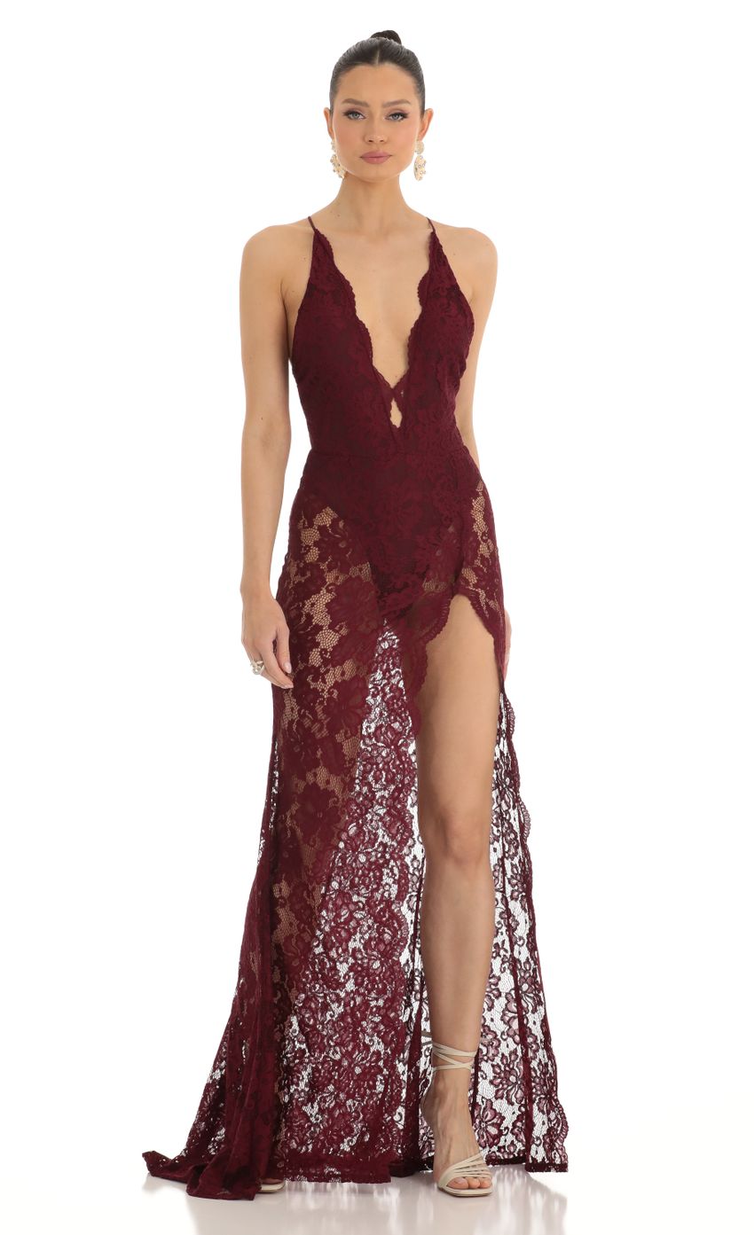 Picture Charity Lace Maxi Dress in Red. Source: https://media-img.lucyinthesky.com/data/Mar23/850xAUTO/b2822d7f-8681-4e49-9afd-9468f0e2e797.jpg