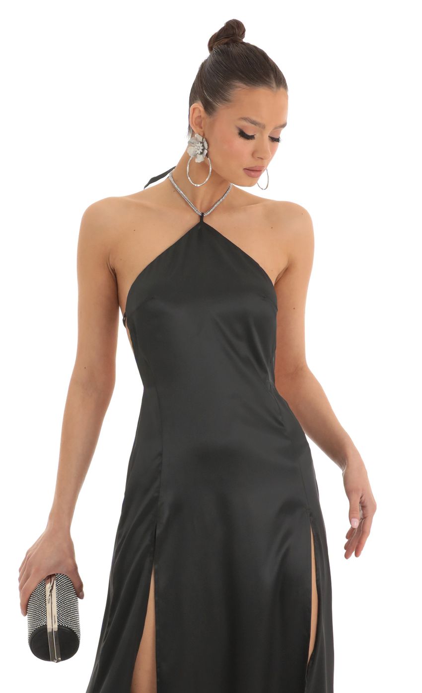 Picture Rhinestone Halter Maxi Dress in Black. Source: https://media-img.lucyinthesky.com/data/Mar23/850xAUTO/c09ca76d-cb1b-466a-80e3-686a3fee226d.jpg
