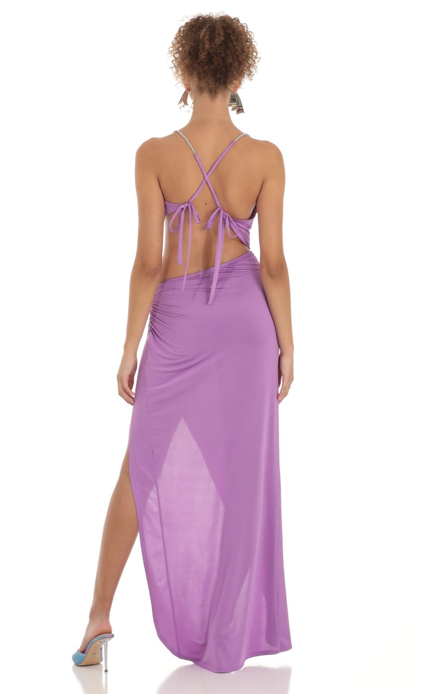 Picture Rhinestone Cutout Maxi Dress in Lilac. Source: https://media-img.lucyinthesky.com/data/Mar23/850xAUTO/c0ad0c11-7a0c-4d9c-945b-7a05a8ee72a7.jpg