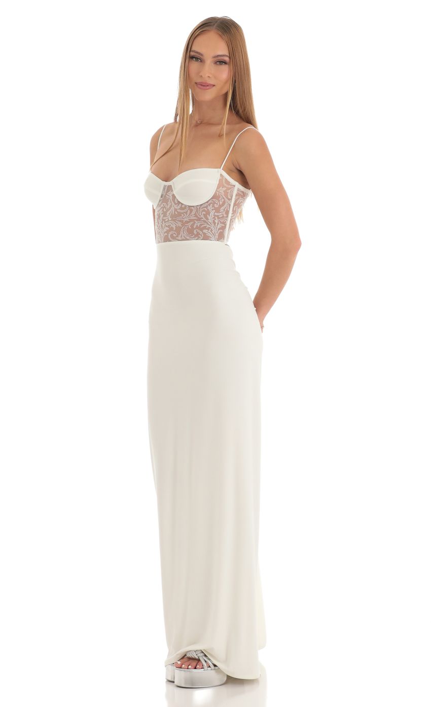 Picture Shimmer Maxi Dress in White. Source: https://media-img.lucyinthesky.com/data/Mar23/850xAUTO/c3c9e6b2-6f81-4e4a-9056-2471fdc734fa.jpg