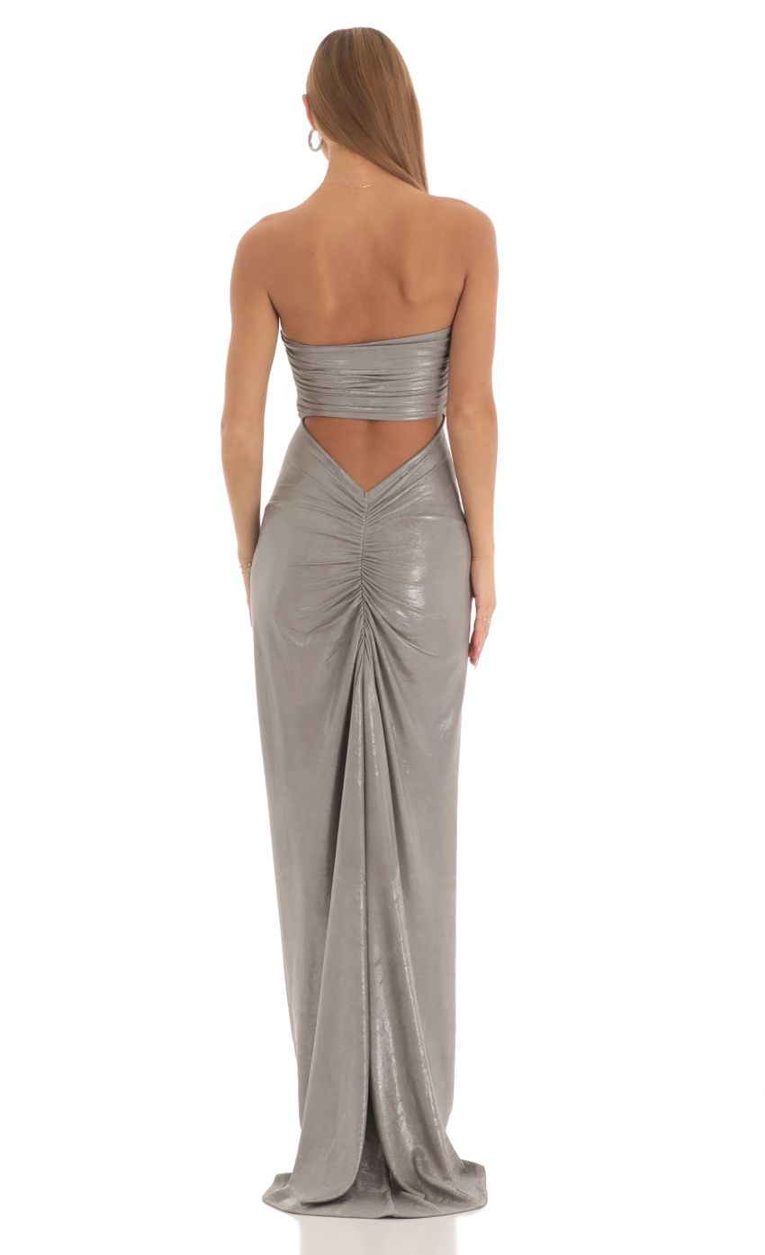 Picture Metallic Corset Maxi Dress in Silver. Source: https://media-img.lucyinthesky.com/data/Mar23/850xAUTO/c4ff1291-d8af-44c7-8c88-316d7369dd95.jpg