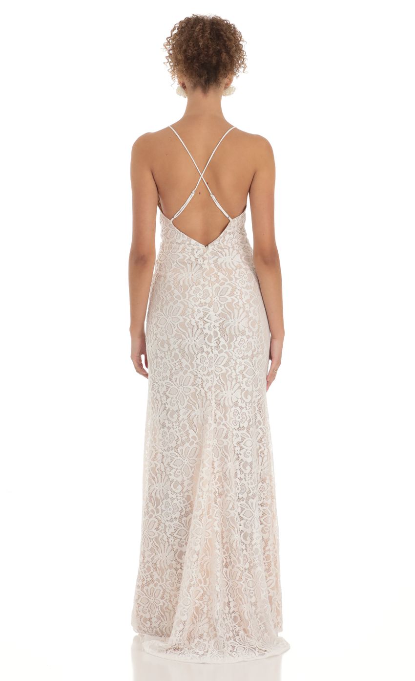 Picture Lace Maxi Dress in White. Source: https://media-img.lucyinthesky.com/data/Mar23/850xAUTO/c9885b87-03a3-4019-8f9f-007dc0991f58.jpg