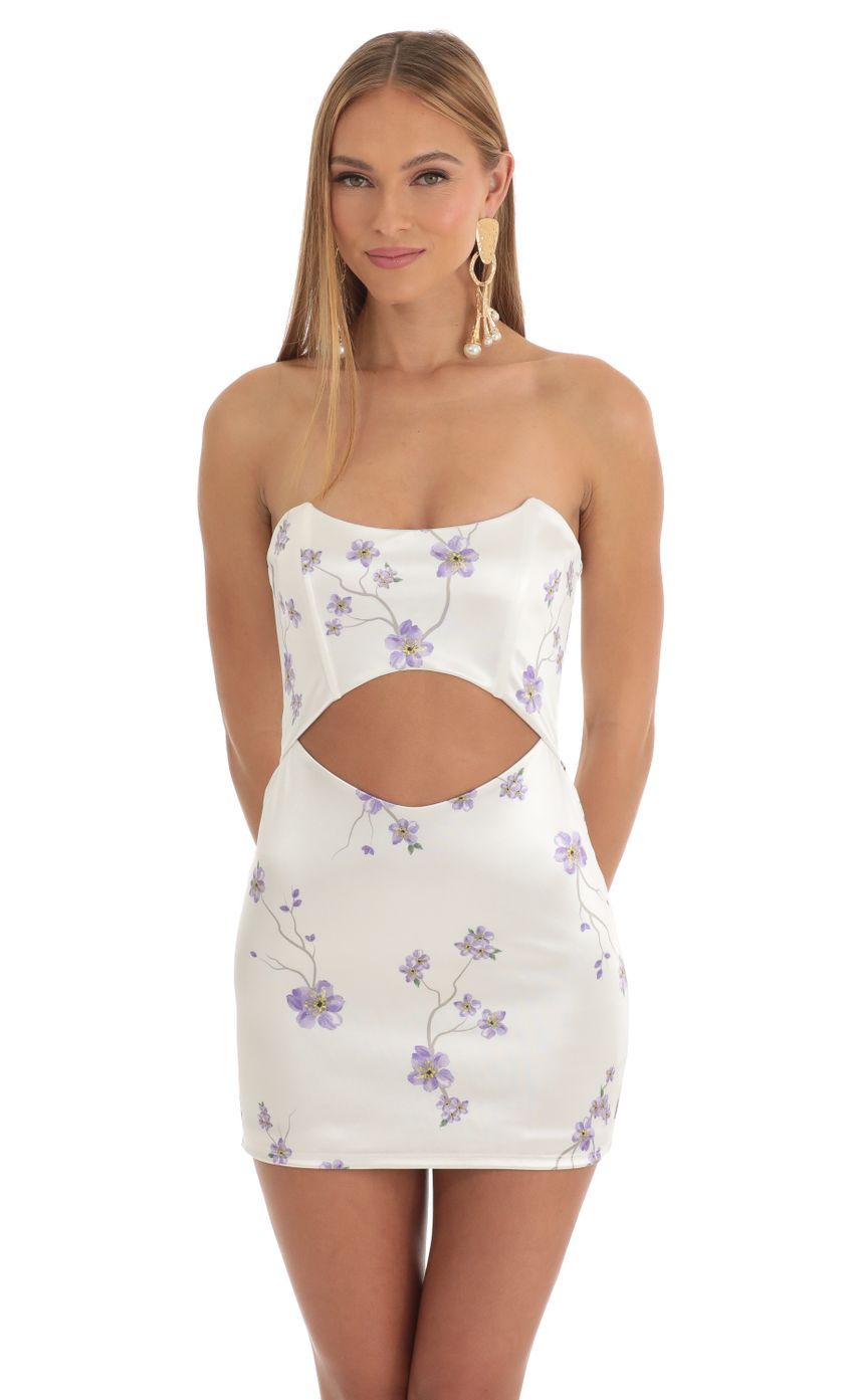 Picture Lauryn Satin Floral Cutout Dress in White. Source: https://media-img.lucyinthesky.com/data/Mar23/850xAUTO/cd7923aa-8f7f-4427-bb23-45897d2e0aac.jpg