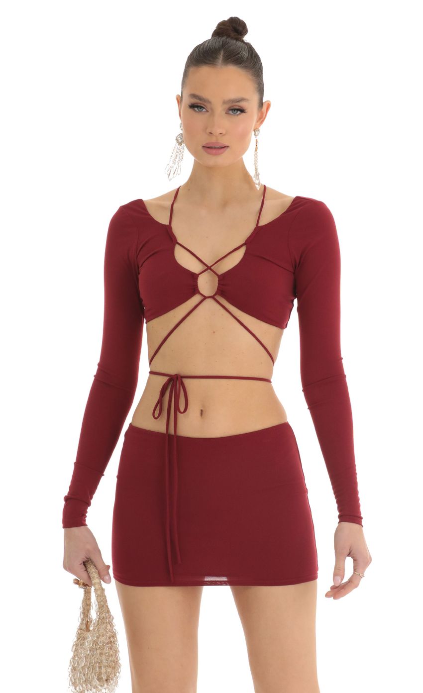 Picture Cutout Two Piece Skirt Set in Red. Source: https://media-img.lucyinthesky.com/data/Mar23/850xAUTO/e140e470-274d-40f2-a53b-3f3b46252e4c.jpg