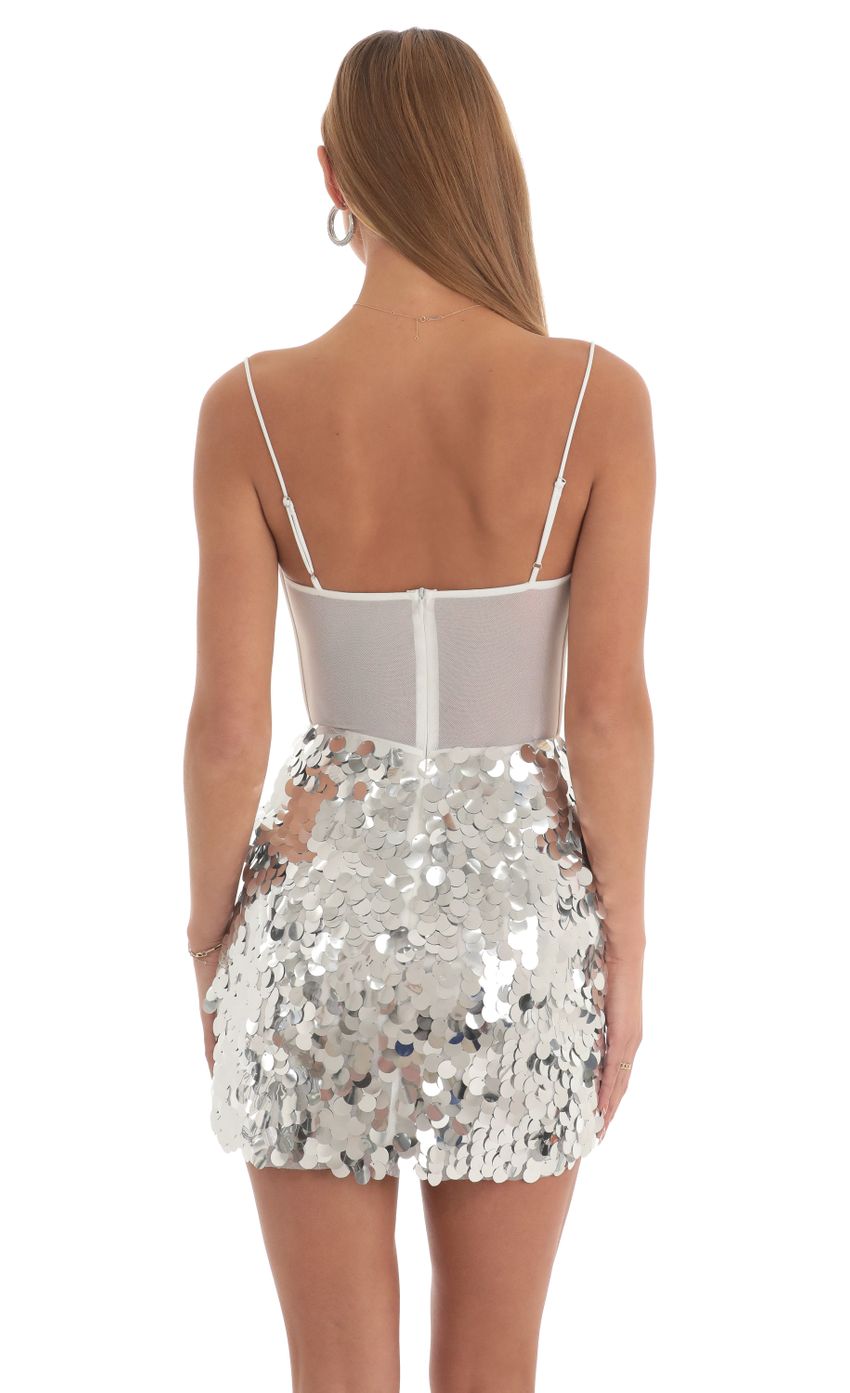 Picture Sequin Corset Dress in White. Source: https://media-img.lucyinthesky.com/data/Mar23/850xAUTO/e40a067f-afb8-4a0f-aa1a-c6ded09202c9.jpg