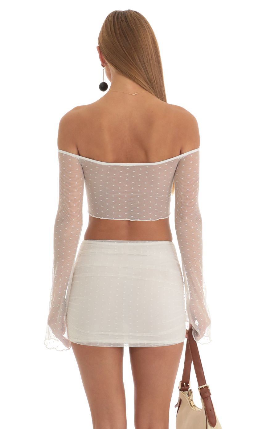 Picture Dotted Mesh Two Piece Skirt Set in White. Source: https://media-img.lucyinthesky.com/data/Mar23/850xAUTO/ea49a8f7-634f-40e3-99ac-f245d05c7148.jpg