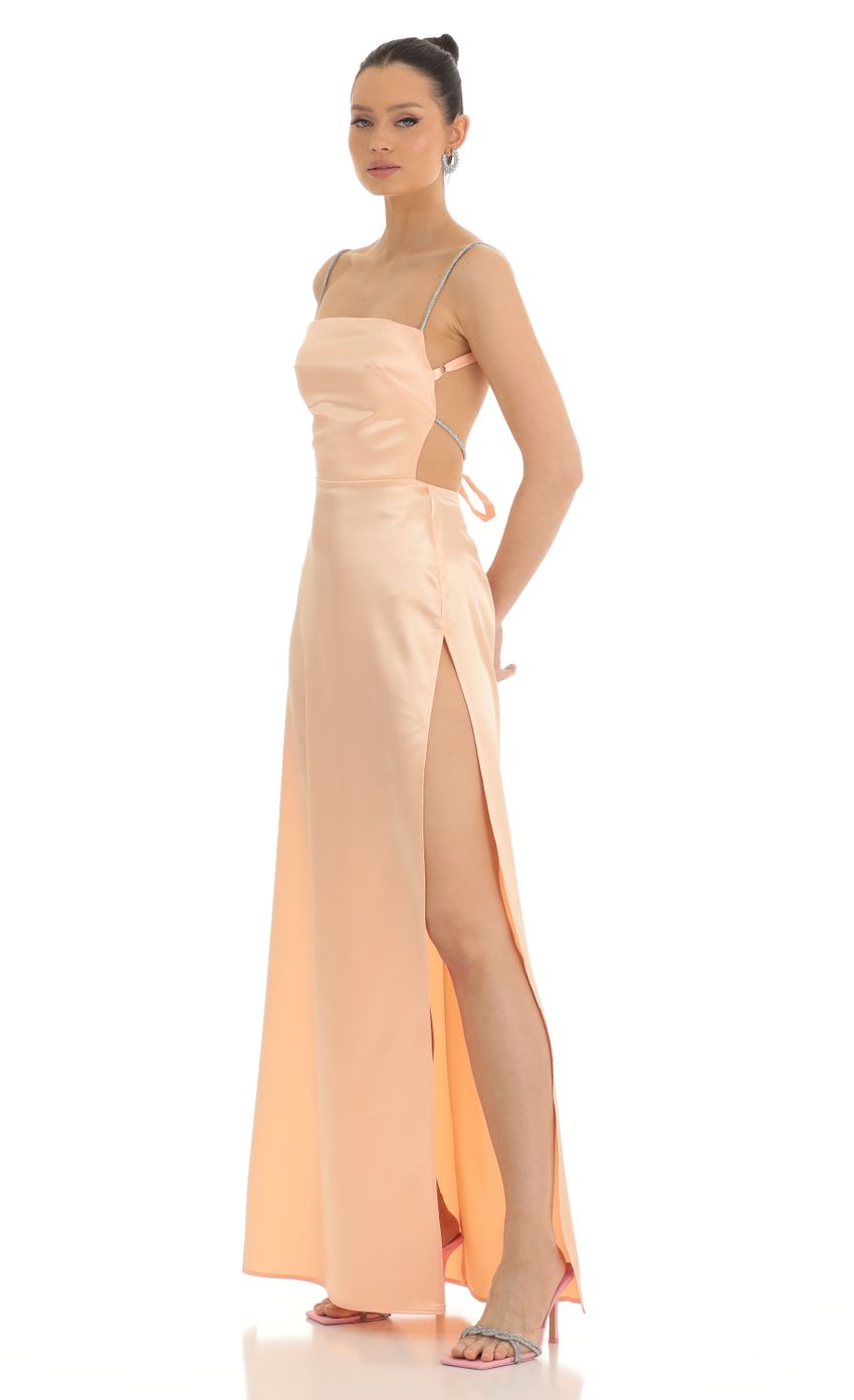 Picture Rhinestone Maxi Dress in Peach. Source: https://media-img.lucyinthesky.com/data/Mar23/850xAUTO/f55a00e1-afe4-4974-9b04-8c592c971d37.jpg