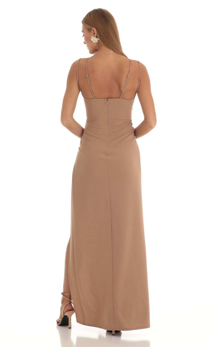 Picture Sequin Cutout Maxi Dress in Brown. Source: https://media-img.lucyinthesky.com/data/Mar23/850xAUTO/f617dded-b833-4d57-99ef-56d659e915fb.jpg