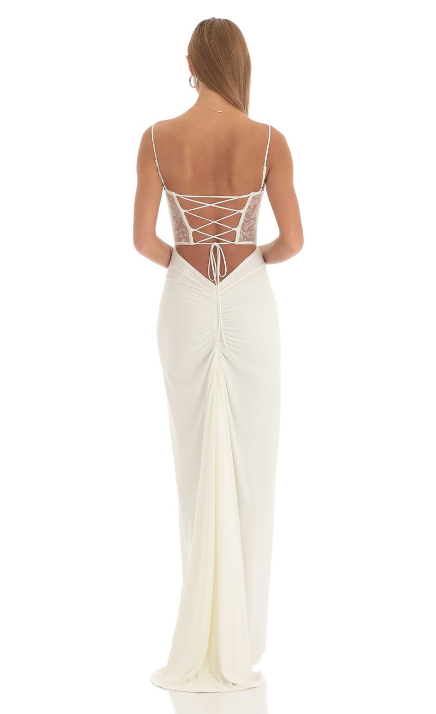 Picture Shimmer Maxi Dress in White. Source: https://media-img.lucyinthesky.com/data/Mar23/850xAUTO/f6e3e4b2-15c3-4e2a-afcc-6a66b6cb573a.jpg
