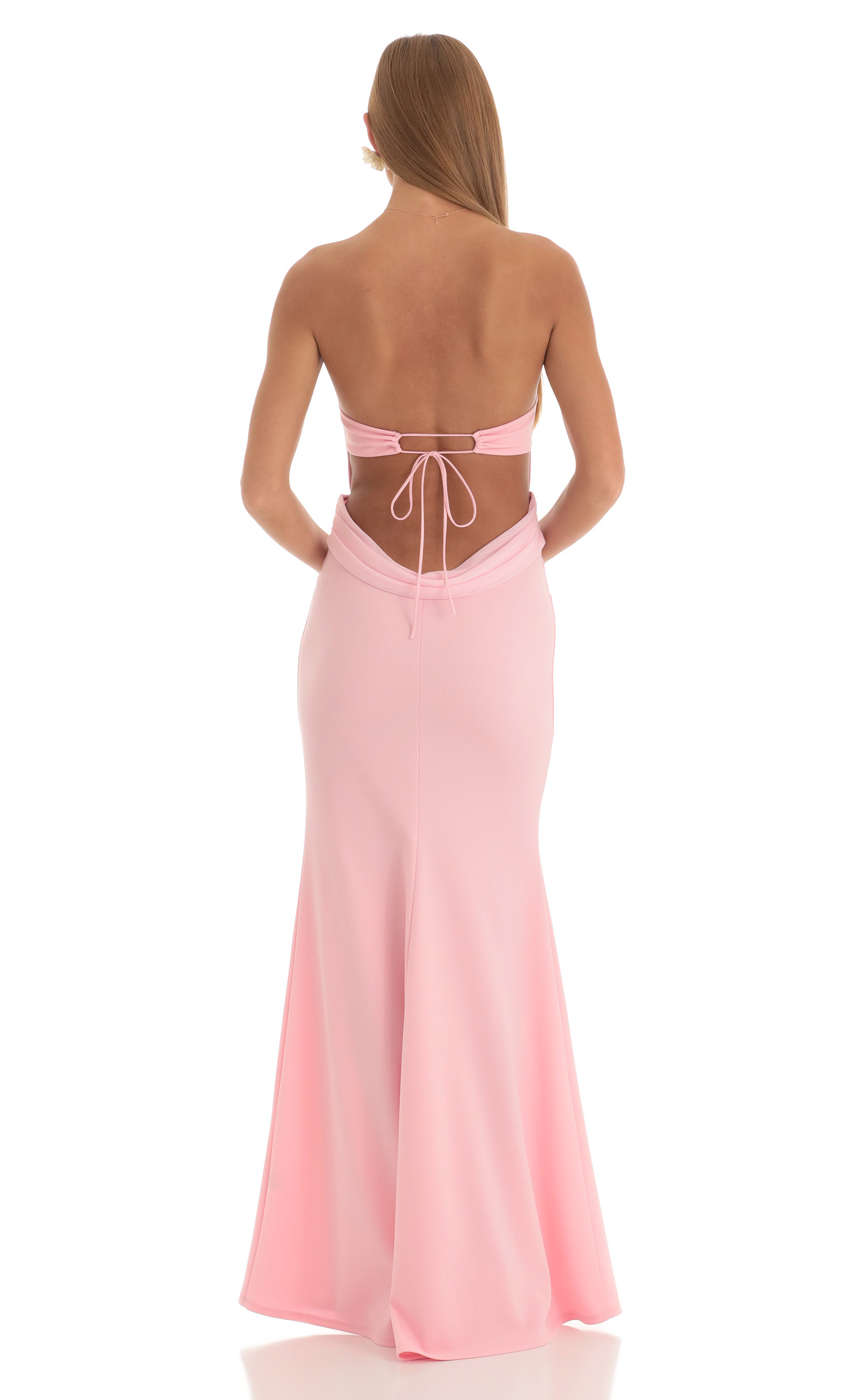 Strapless Corset Maxi Dress in Pink