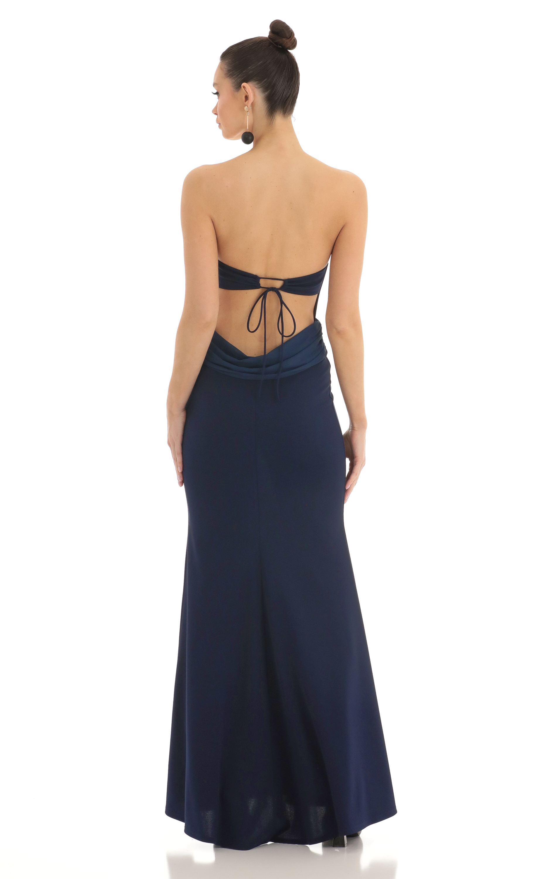 Strapless Corset Maxi Dress in Navy