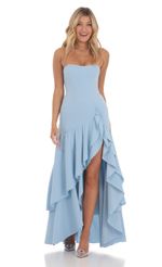Picture Strapless Corset Maxi Dress in Blue. Source: https://media-img.lucyinthesky.com/data/Mar24/150xAUTO/026827bc-9d63-43d5-a6ae-5d4578e98f1f.jpg